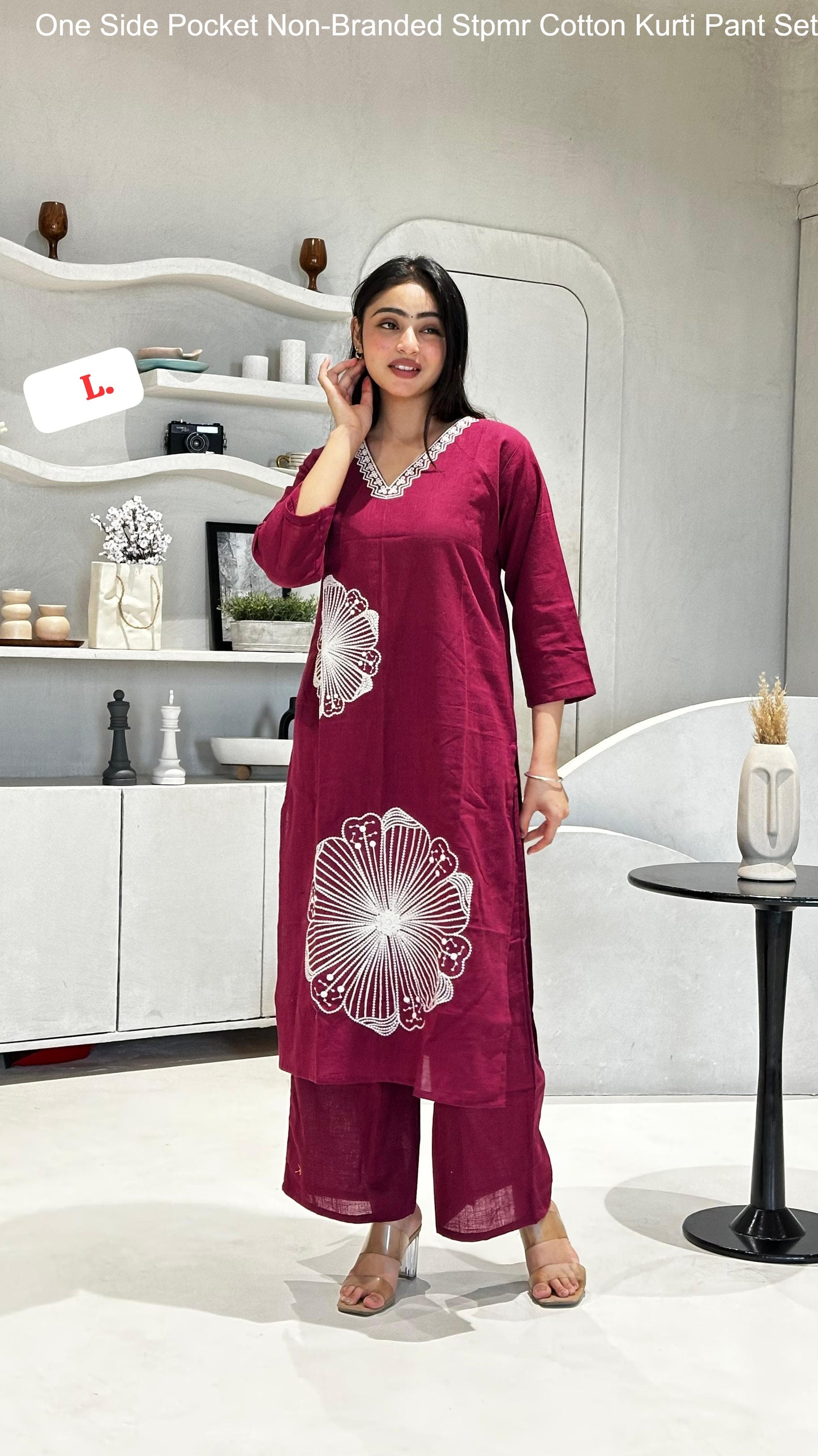 One Side Pocket Non-Branded Stpmr Cotton Kurti Pant Set