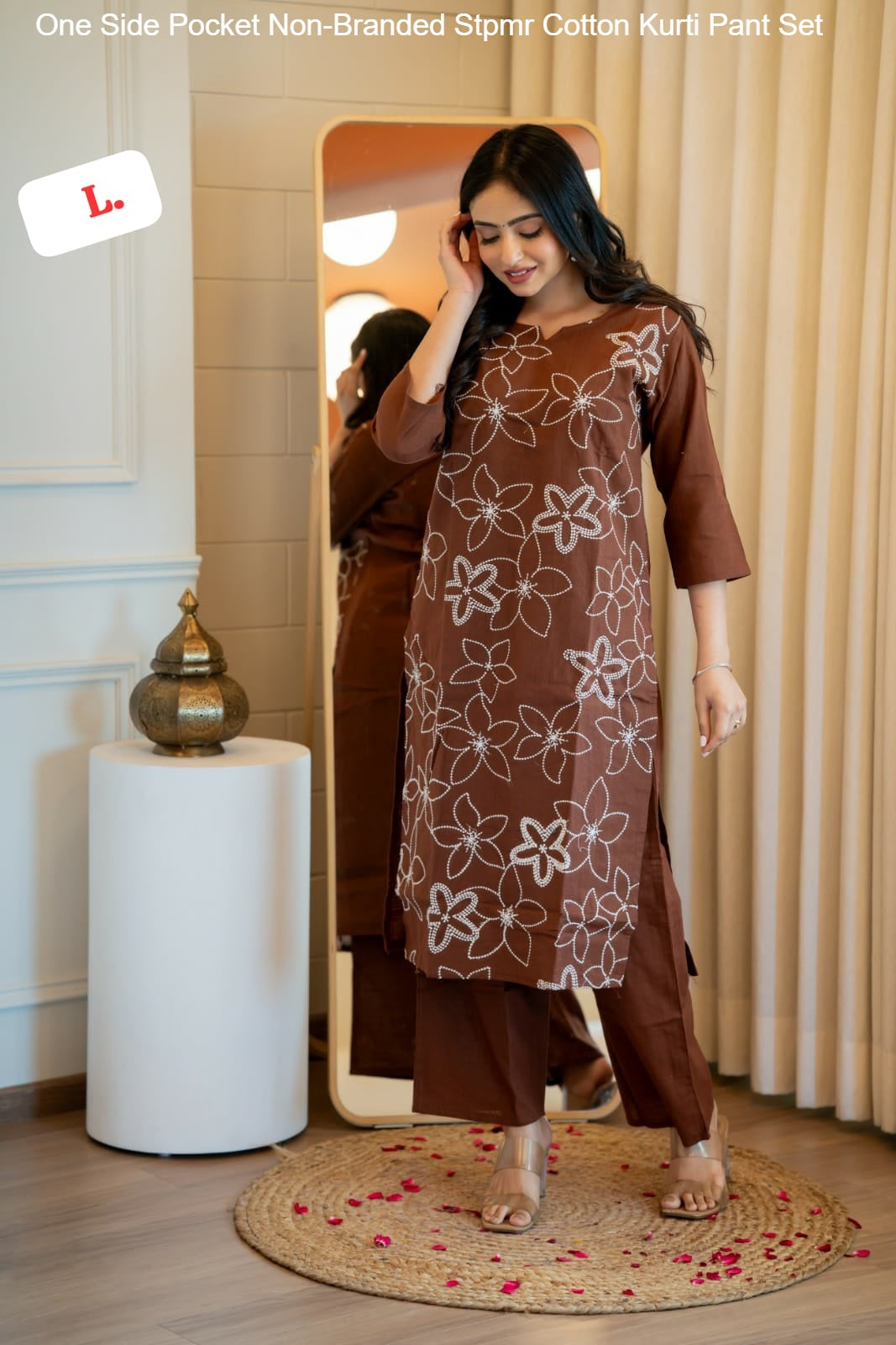 One Side Pocket Non-Branded Stpmr Cotton Kurti Pant Set