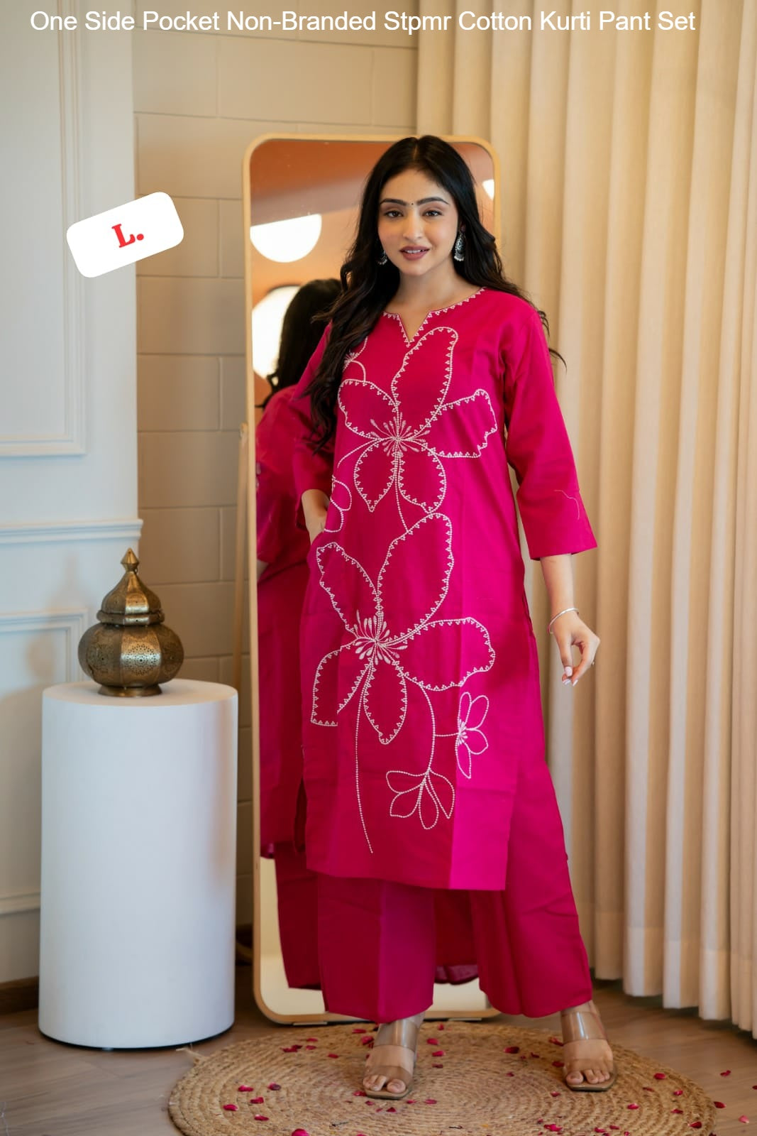 One Side Pocket Non-Branded Stpmr Cotton Kurti Pant Set