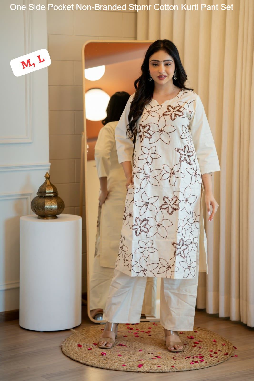 One Side Pocket Non-Branded Stpmr Cotton Kurti Pant Set