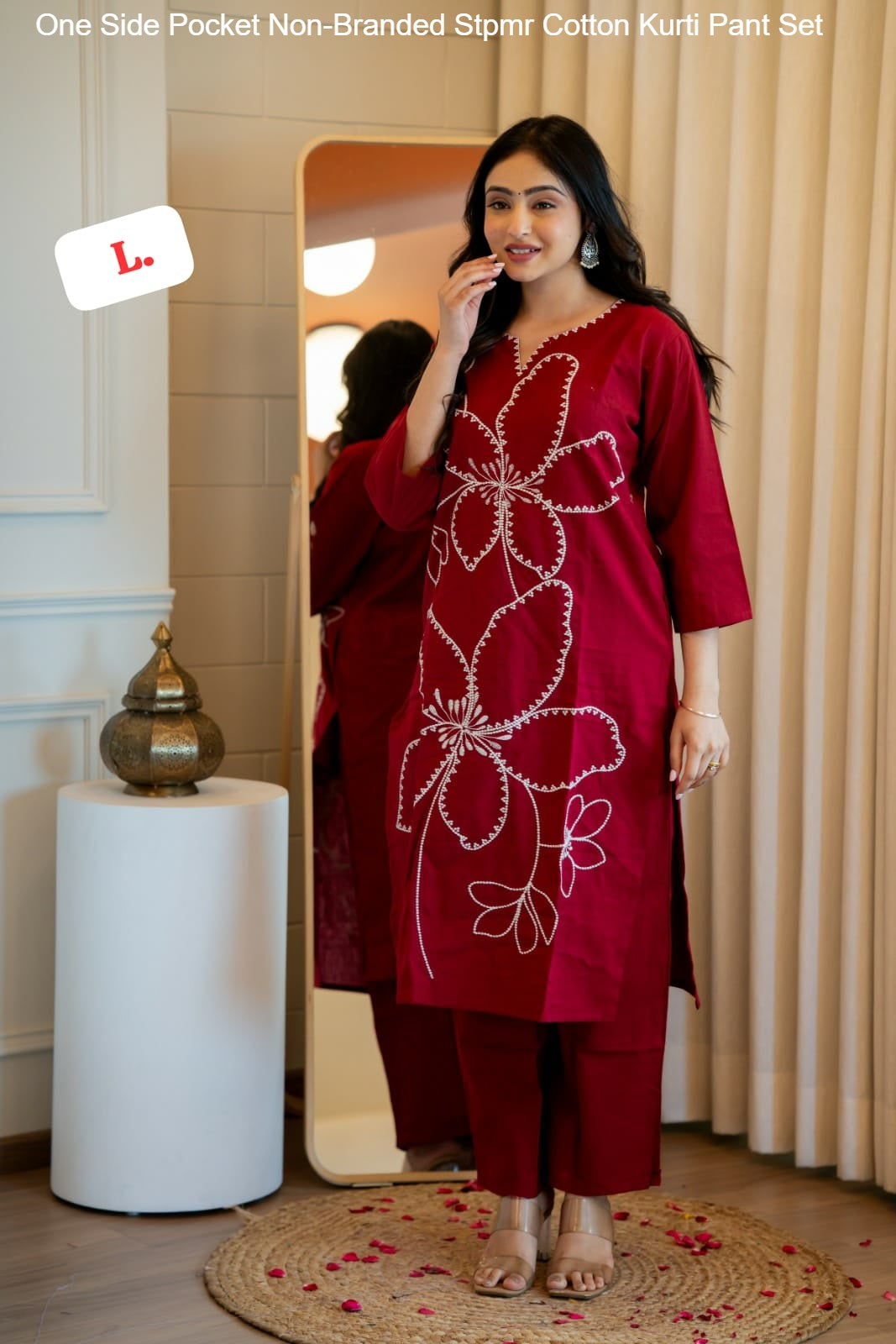 One Side Pocket Non-Branded Stpmr Cotton Kurti Pant Set