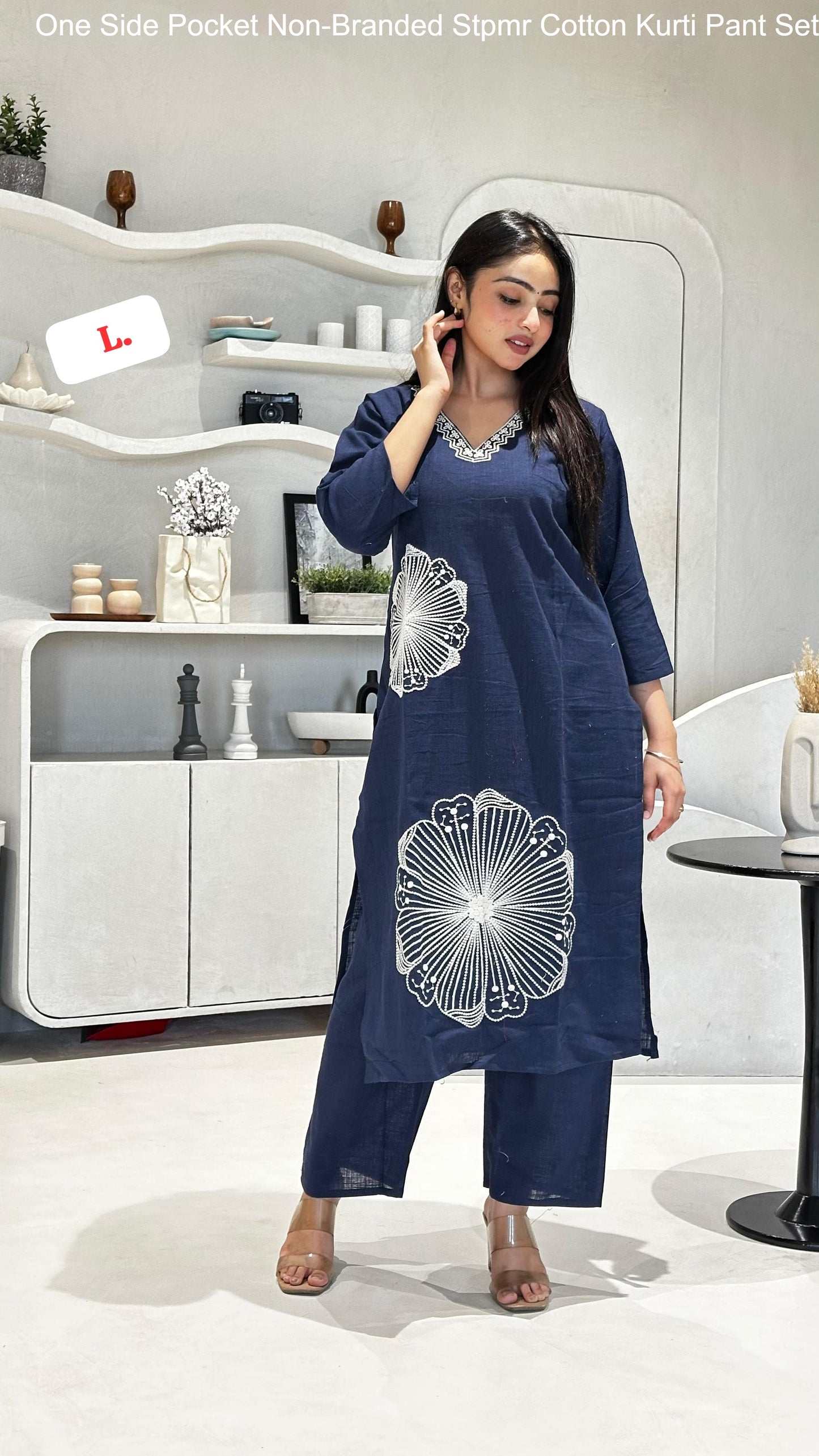 One Side Pocket Non-Branded Stpmr Cotton Kurti Pant Set