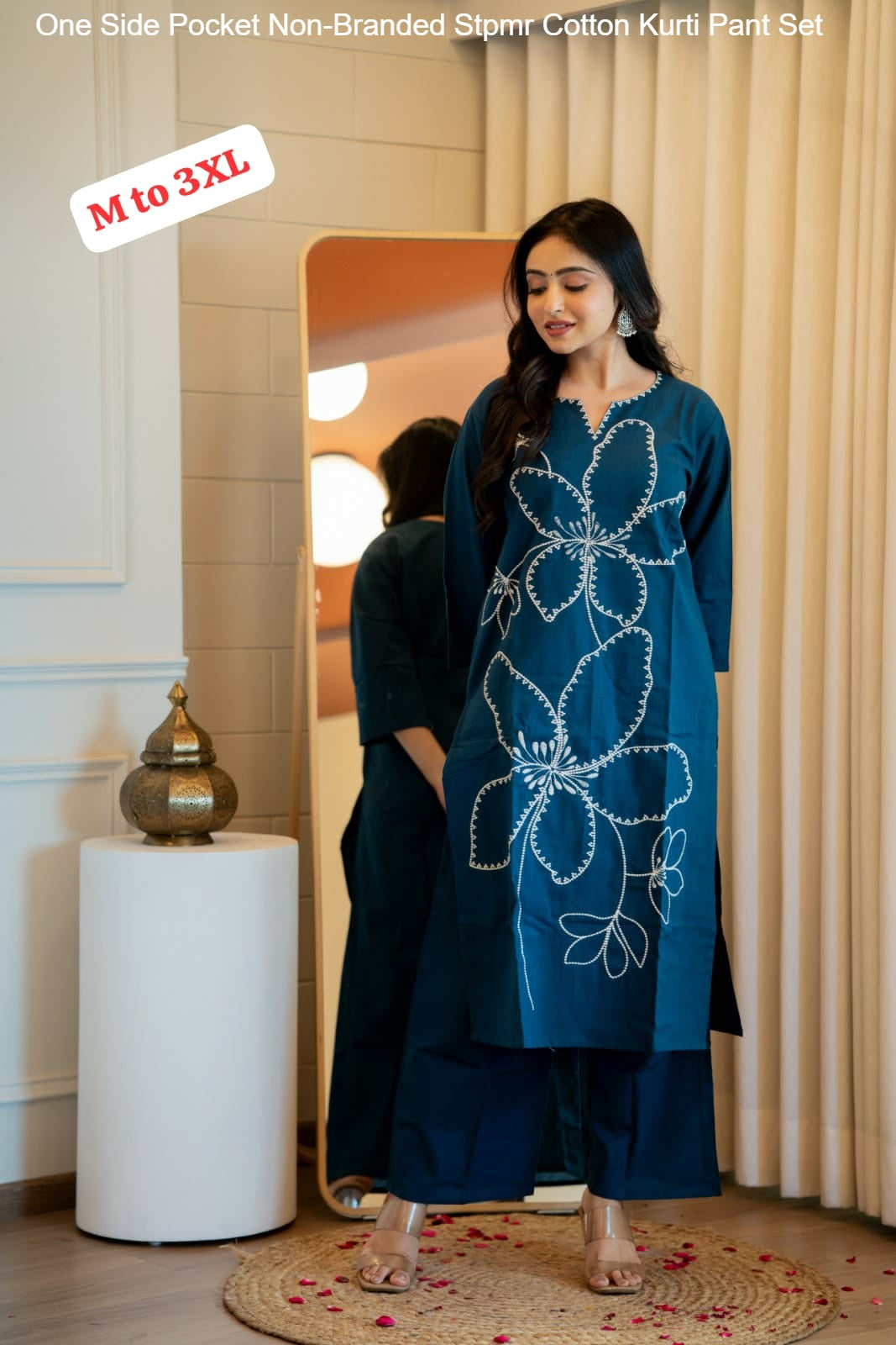 One Side Pocket Non-Branded Stpmr Cotton Kurti Pant Set