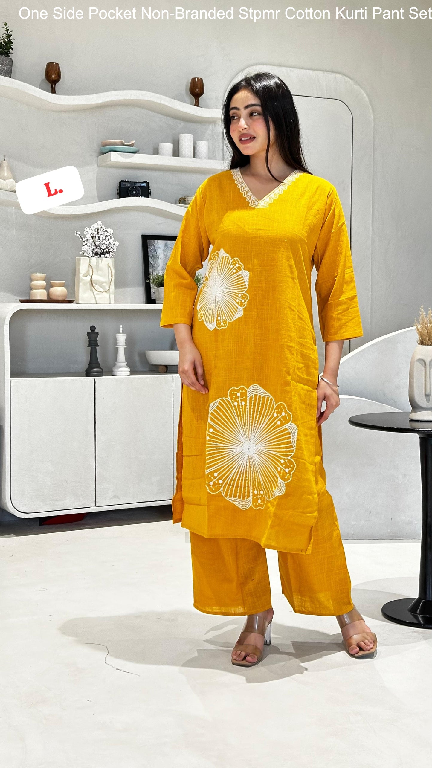 One Side Pocket Non-Branded Stpmr Cotton Kurti Pant Set