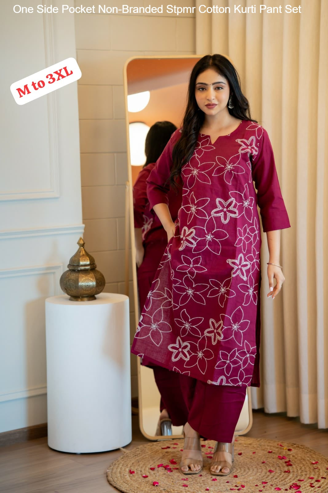 One Side Pocket Non-Branded Stpmr Cotton Kurti Pant Set