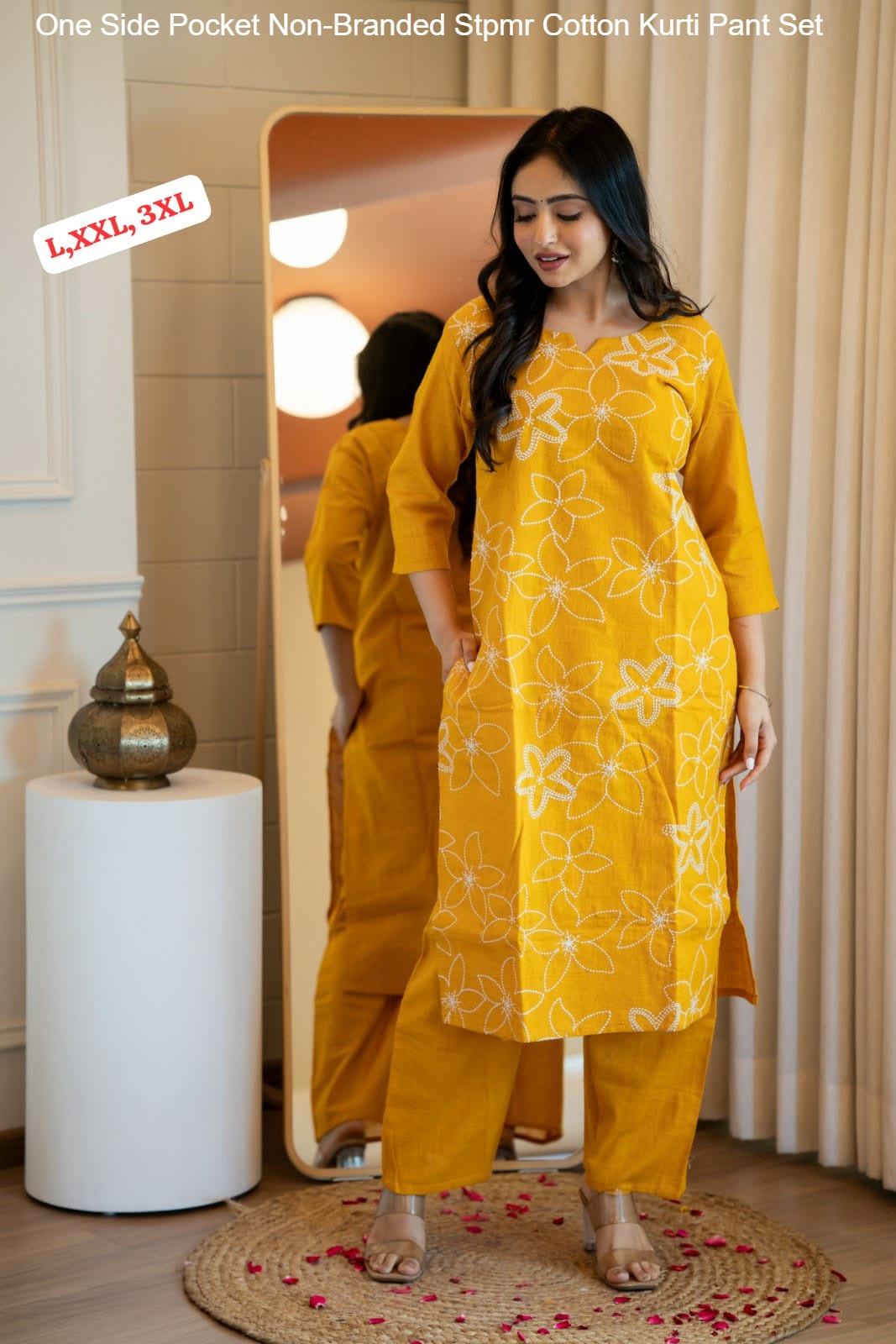 One Side Pocket Non-Branded Stpmr Cotton Kurti Pant Set