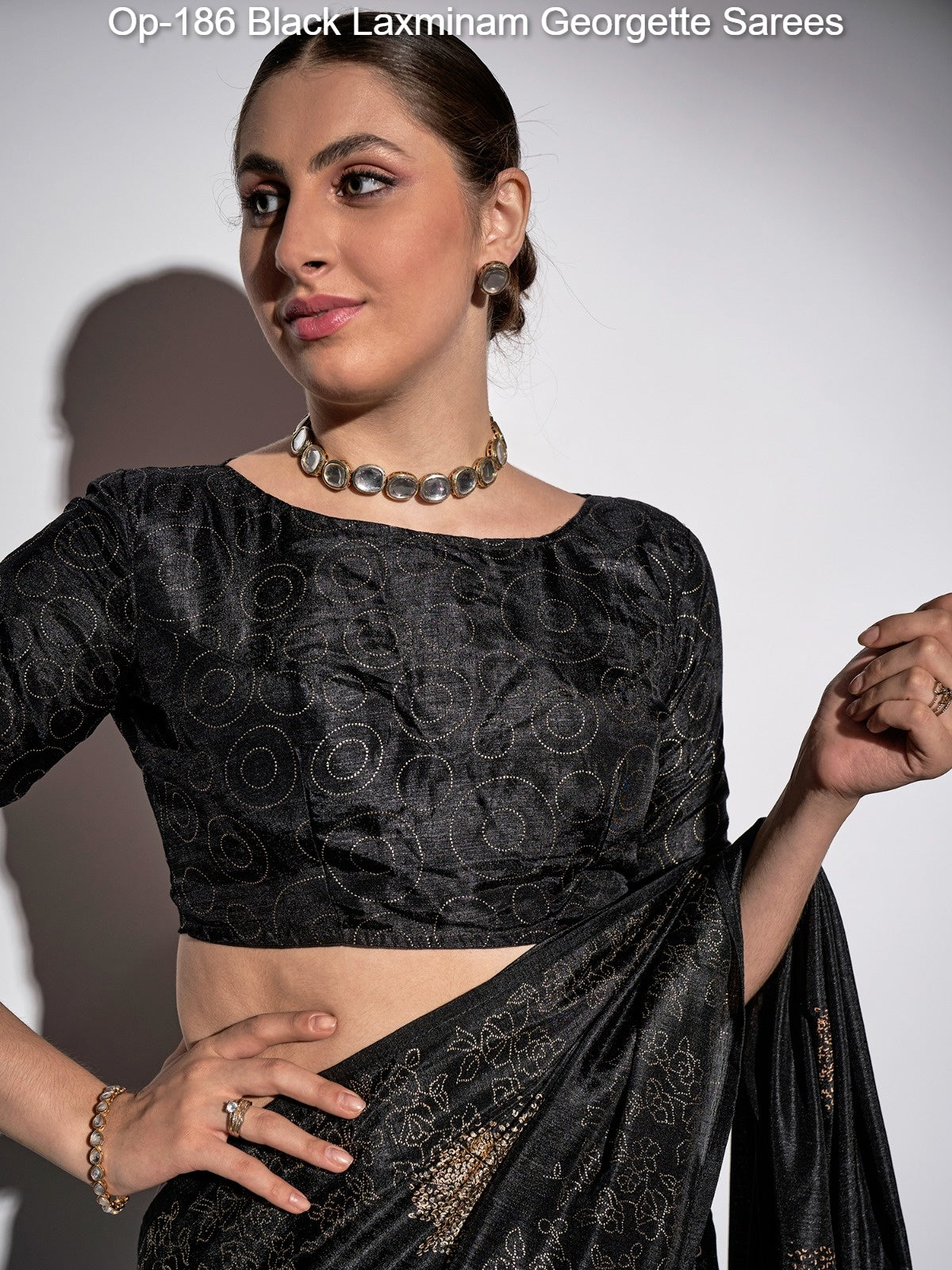 Op-186 Black Laxminam Georgette Sarees