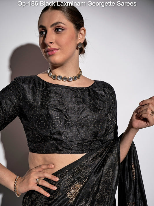 Op-186 Black Laxminam Georgette Sarees