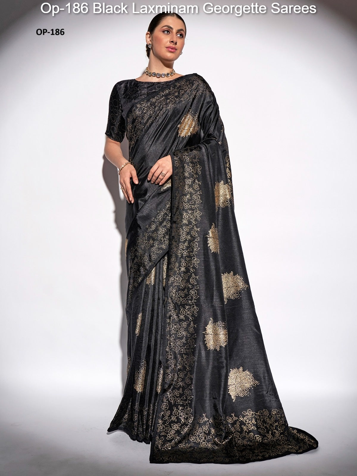 Op-186 Black Laxminam Georgette Sarees
