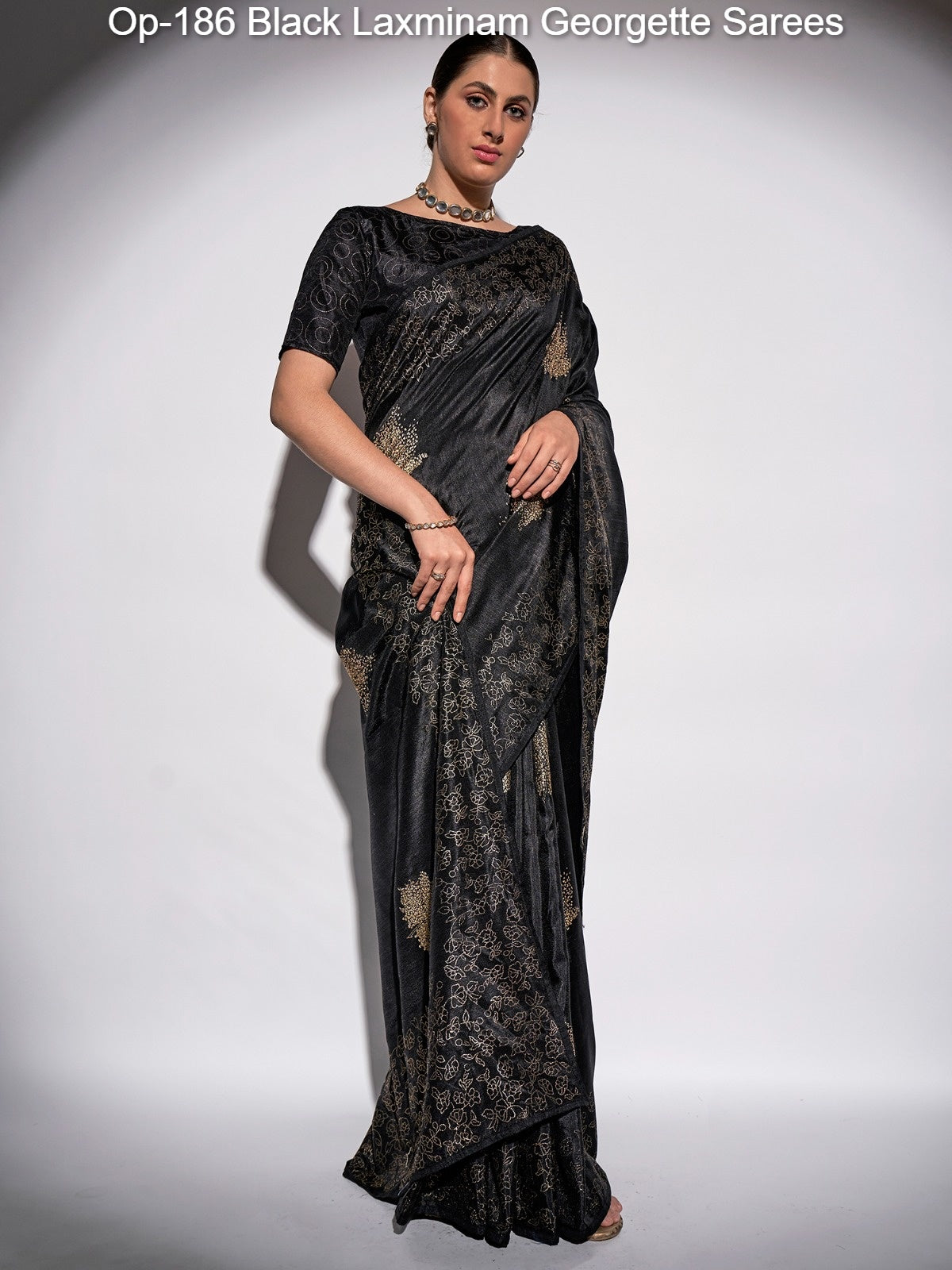 Op-186 Black Laxminam Georgette Sarees
