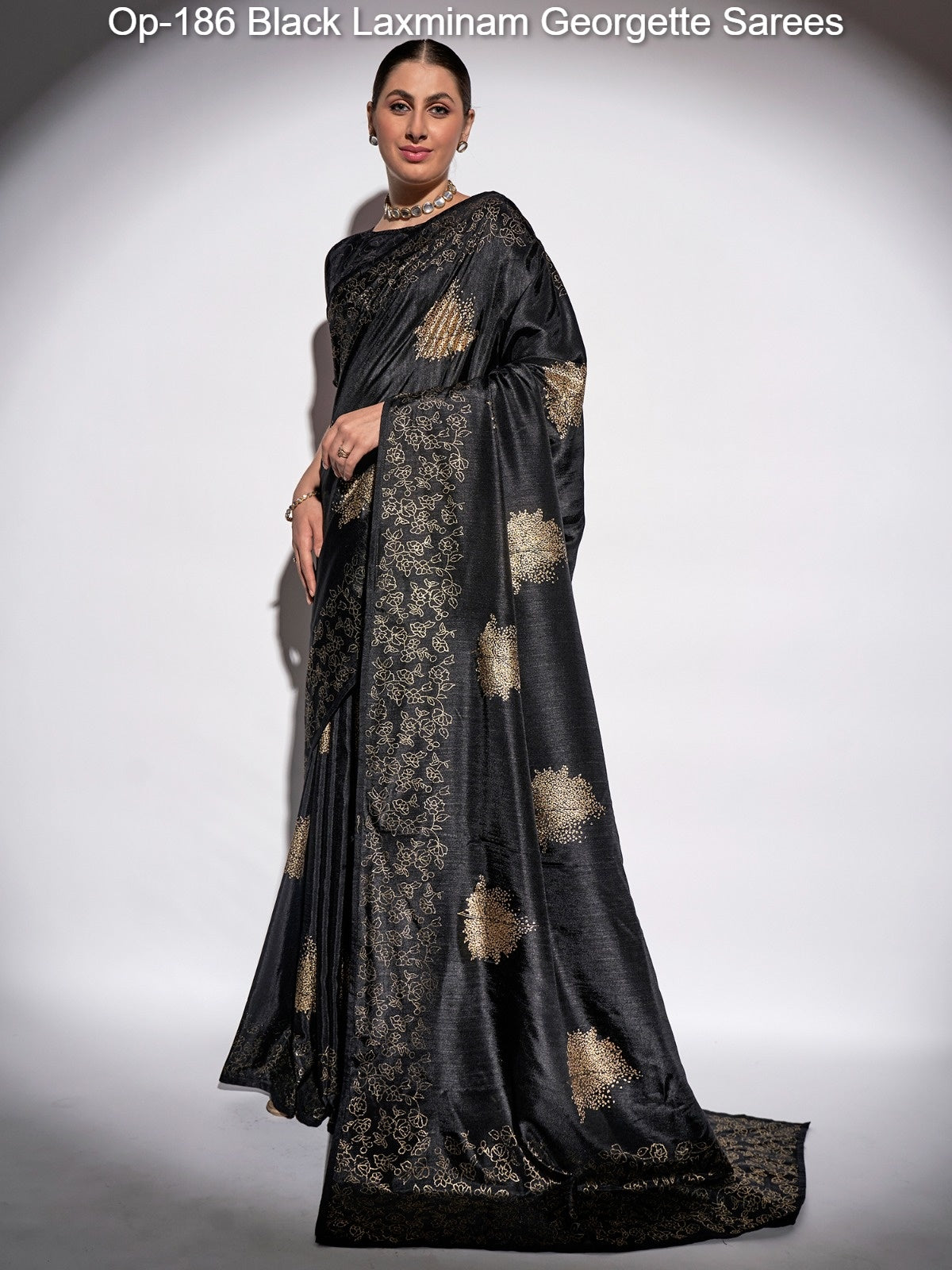 Op-186 Black Laxminam Georgette Sarees