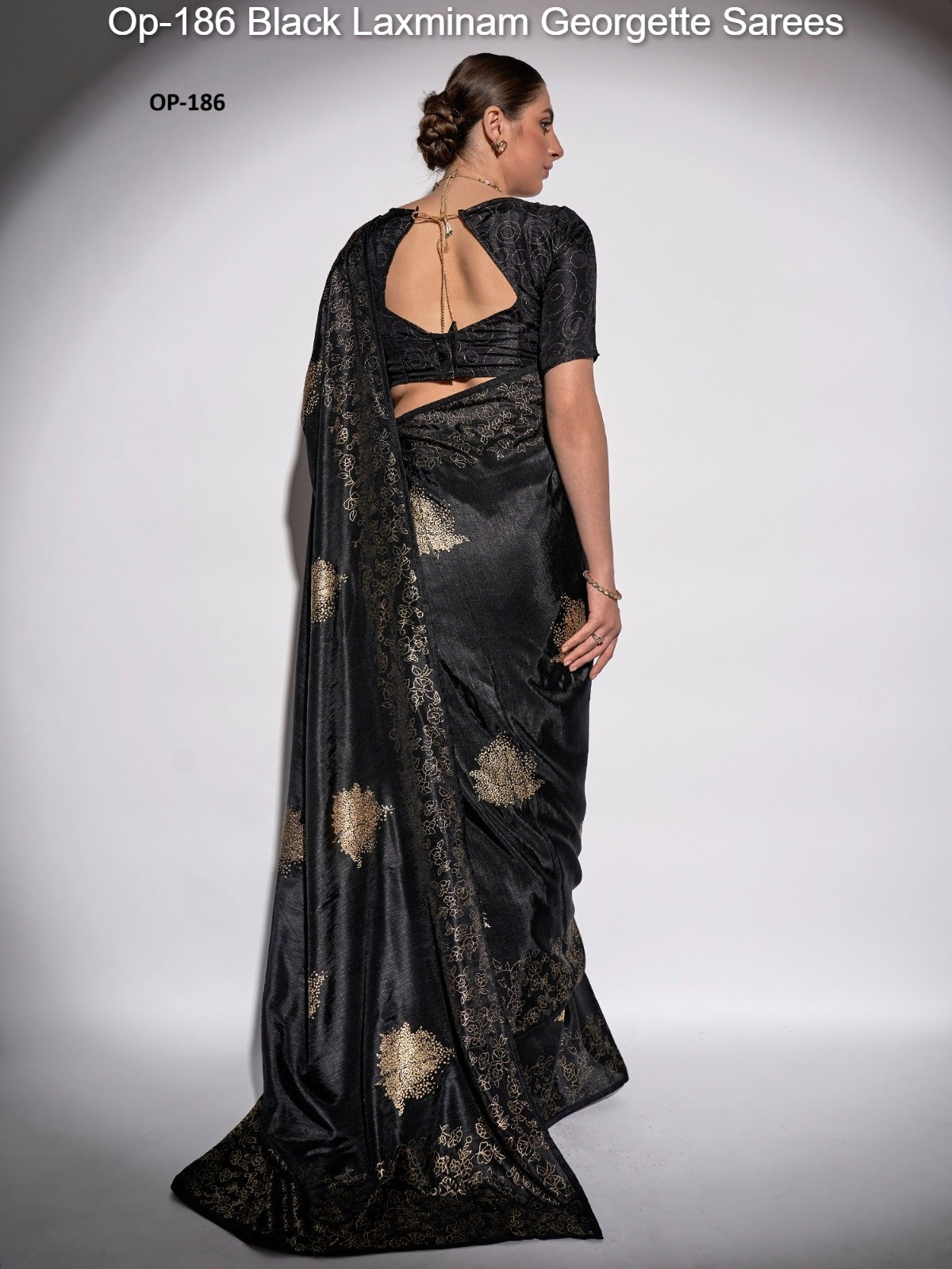 Op-186 Black Laxminam Georgette Sarees