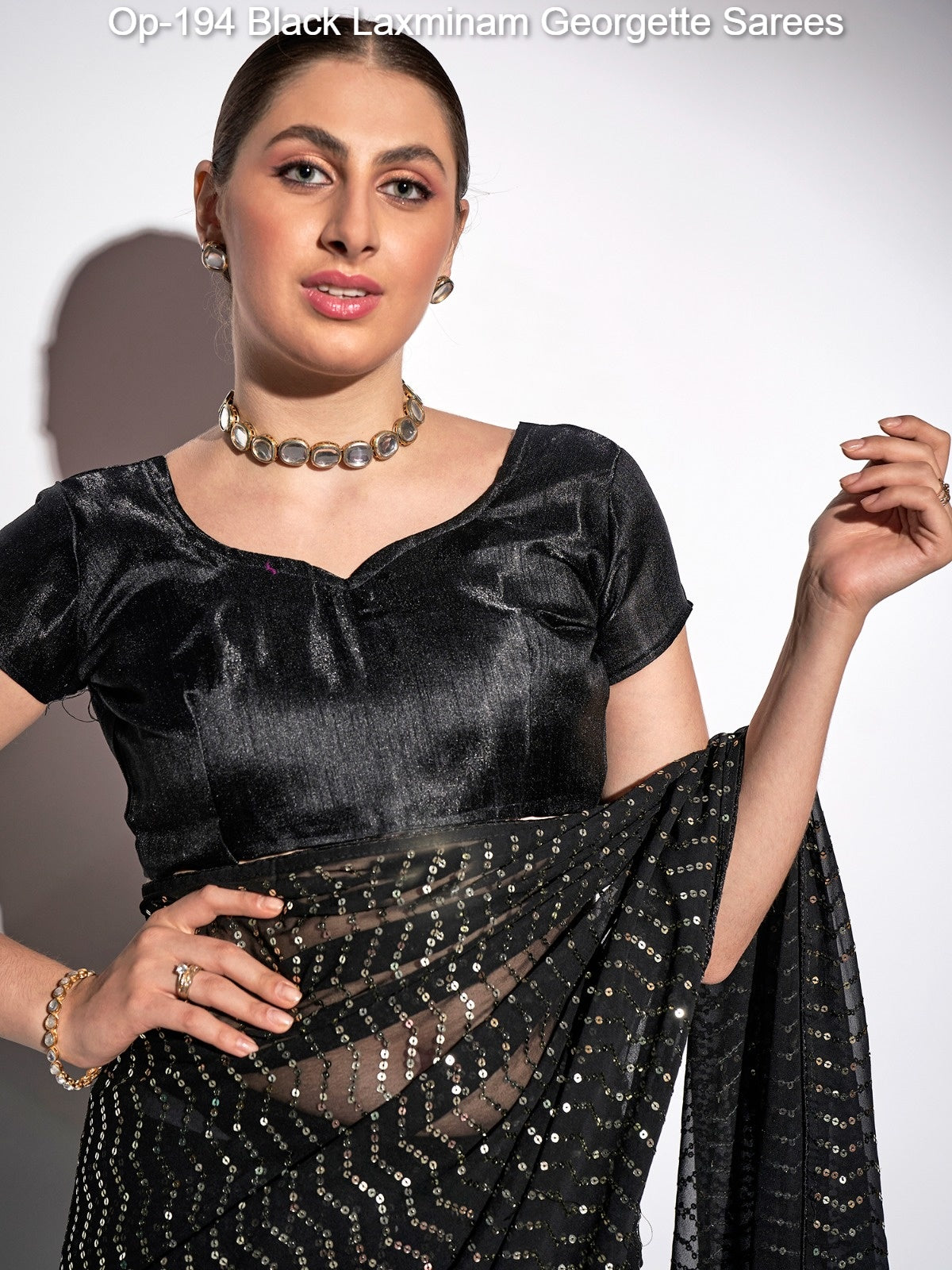 Op-194 Black Laxminam Georgette Sarees