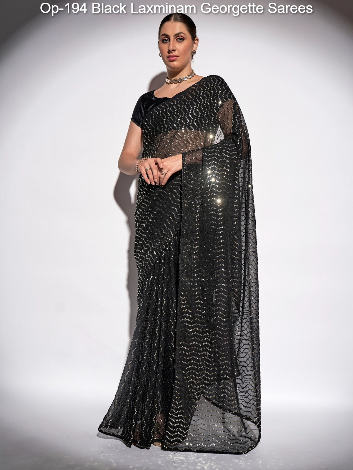 Op-194 Black Laxminam Georgette Sarees