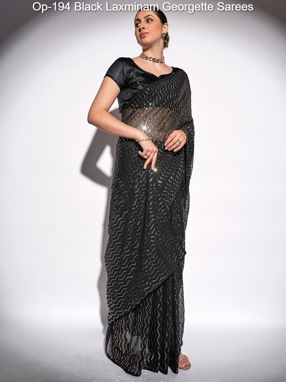Op-194 Black Laxminam Georgette Sarees