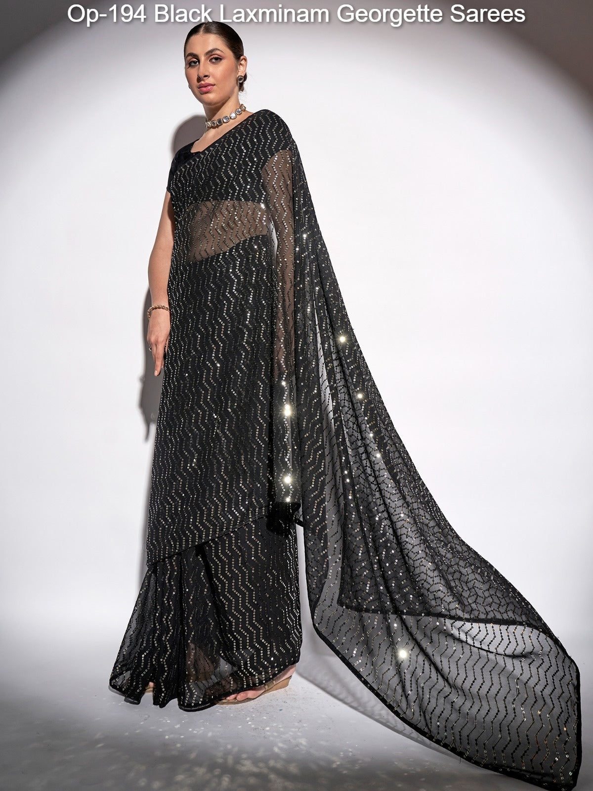 Op-194 Black Laxminam Georgette Sarees