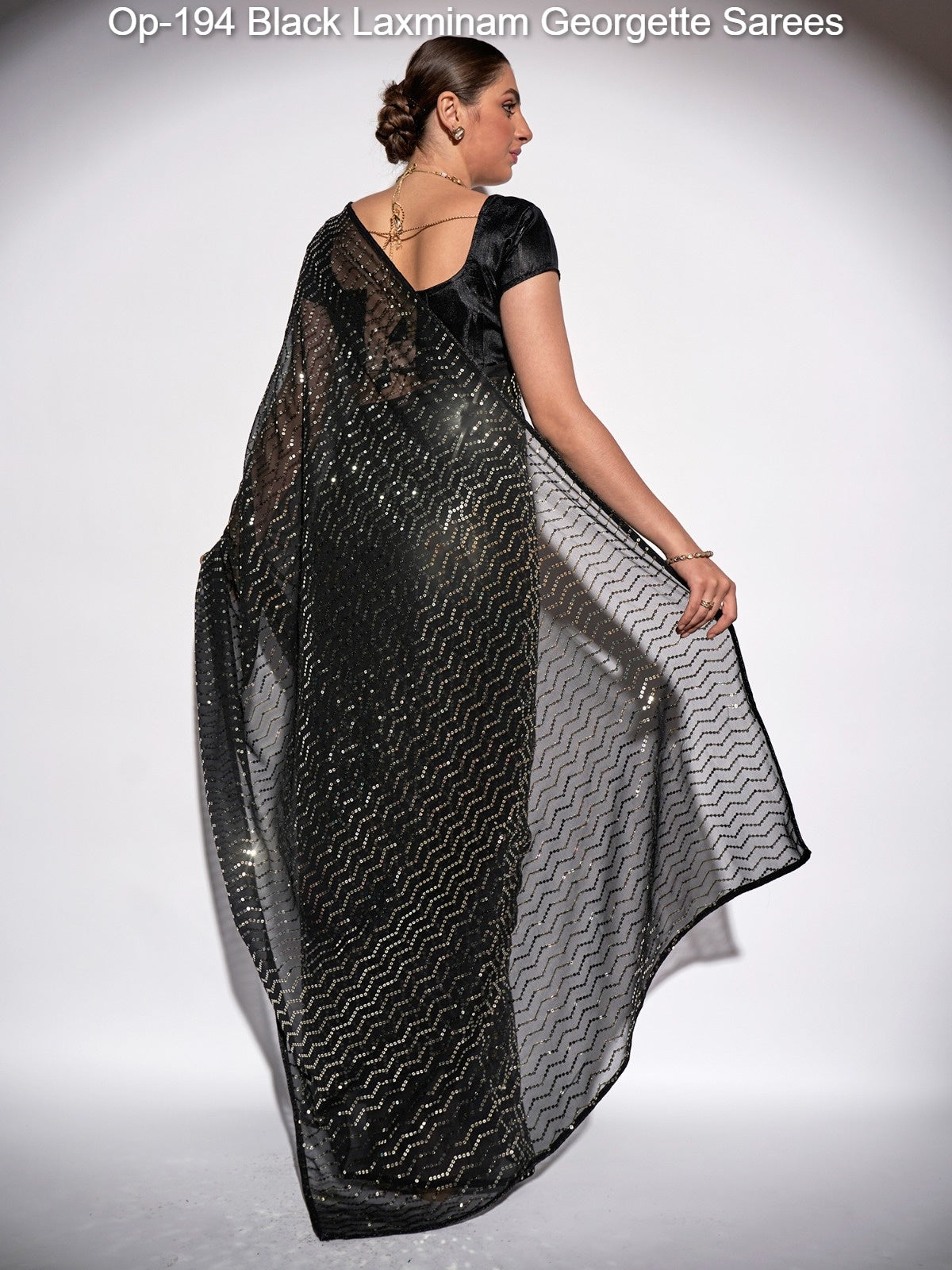 Op-194 Black Laxminam Georgette Sarees