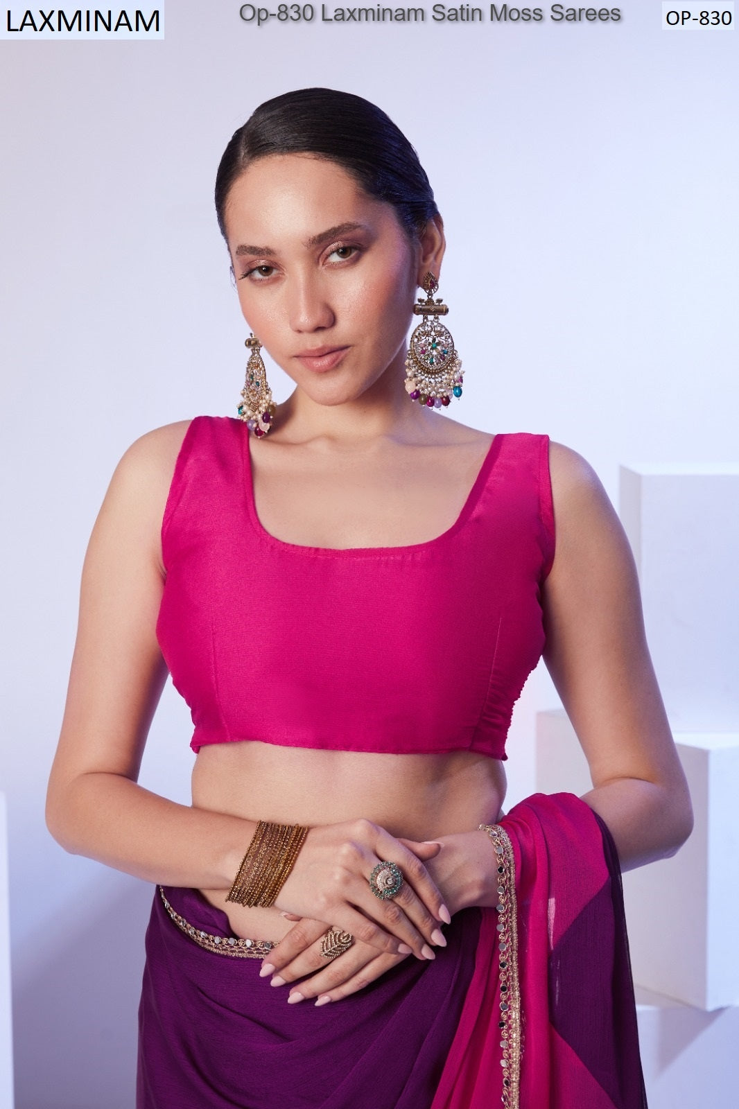 Op-830 Laxminam Satin Moss Sarees