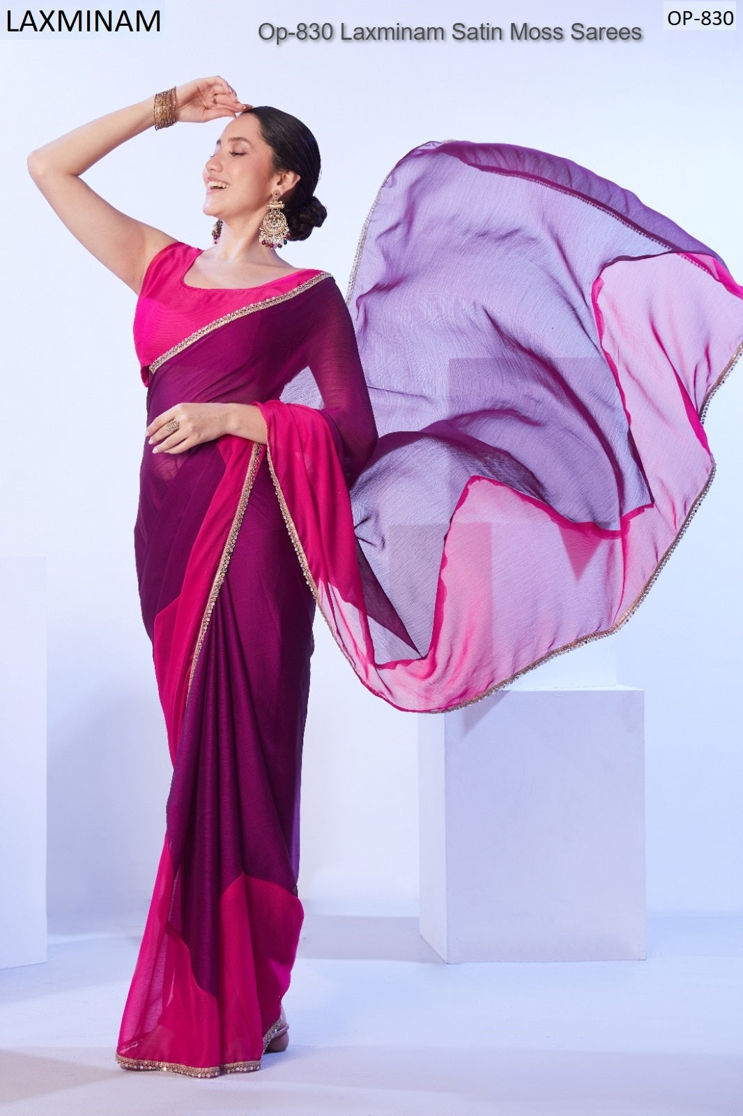 Op-830 Laxminam Satin Moss Sarees