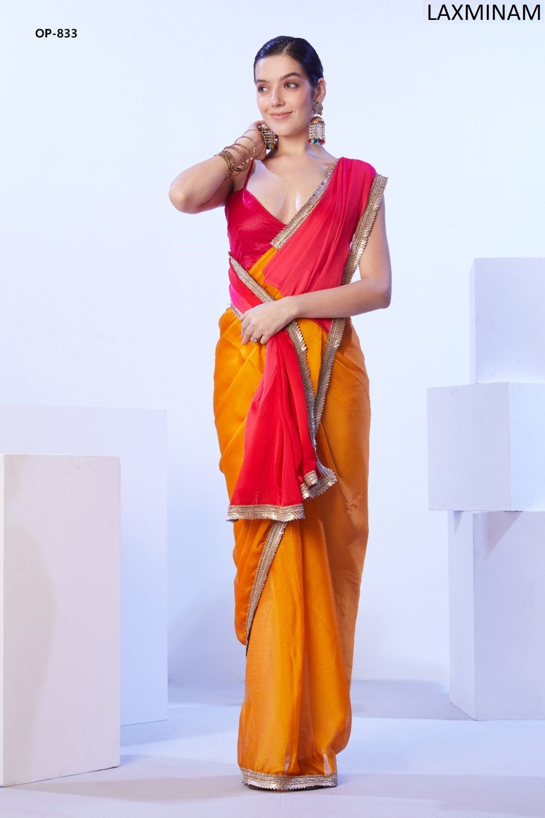 Op-833 Laxminam Satin Moss Sarees