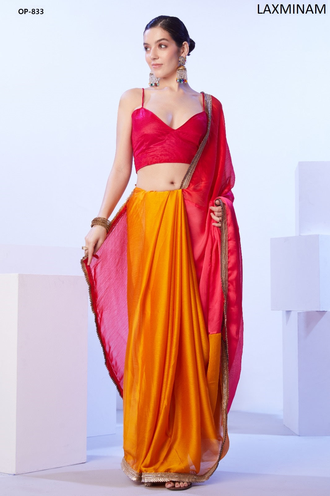 Op-833 Laxminam Satin Moss Sarees