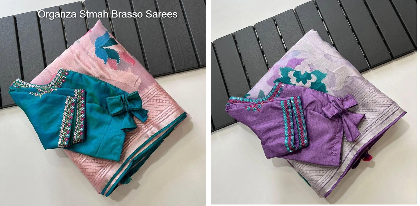 Organza Stmah Brasso Sarees