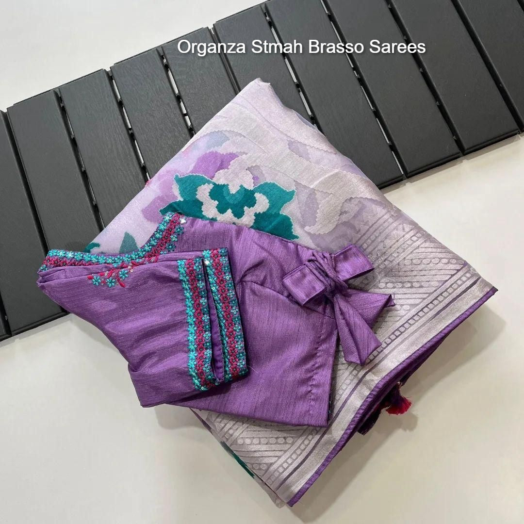 Organza Stmah Brasso Sarees