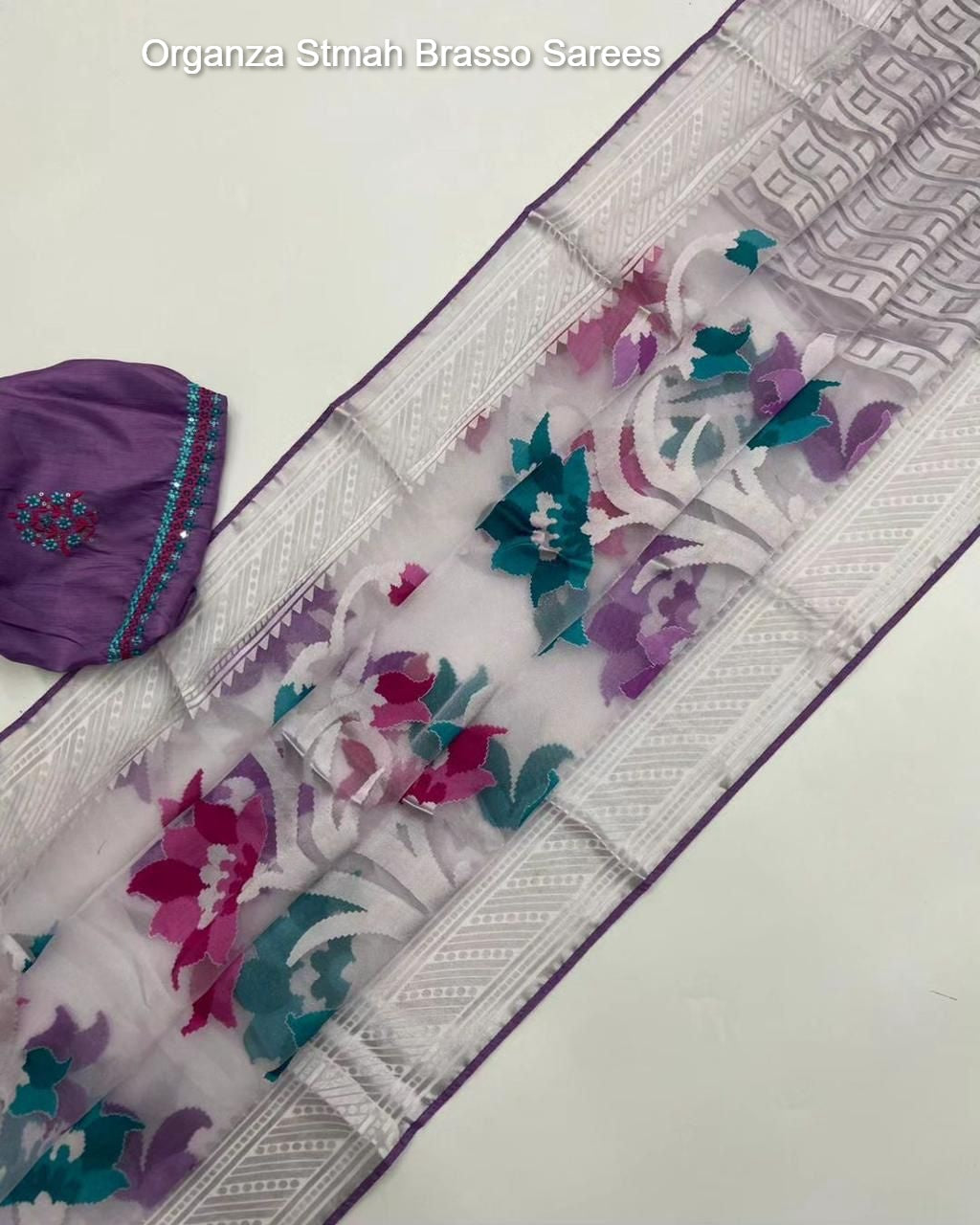 Organza Stmah Brasso Sarees