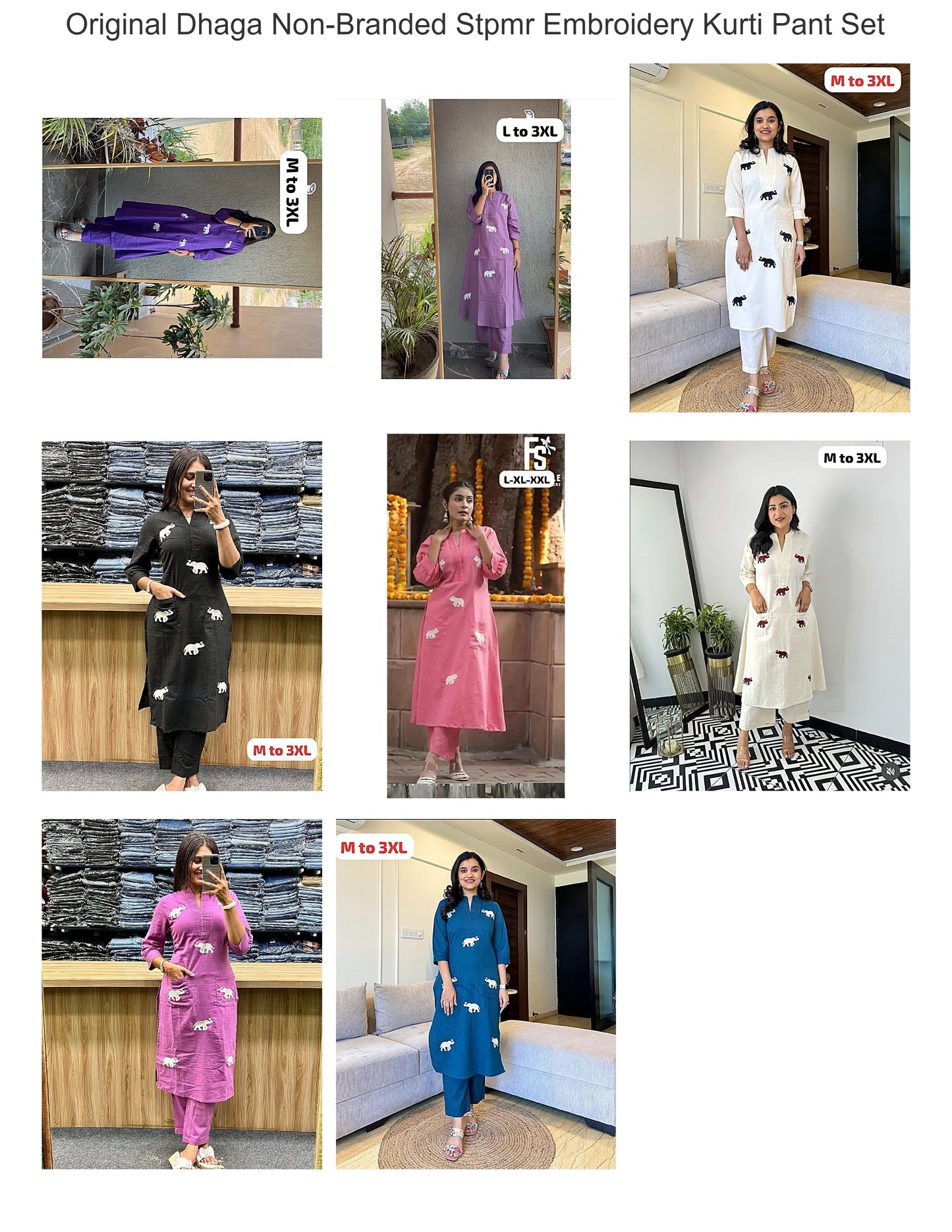 Original Dhaga Non-Branded Stpmr Embroidery Kurti Pant Set