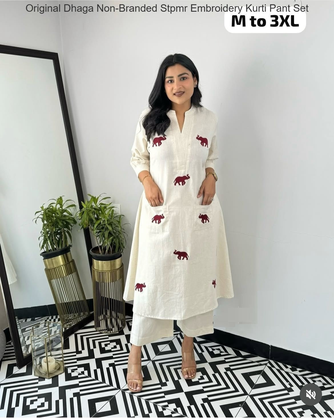 Original Dhaga Non-Branded Stpmr Embroidery Kurti Pant Set