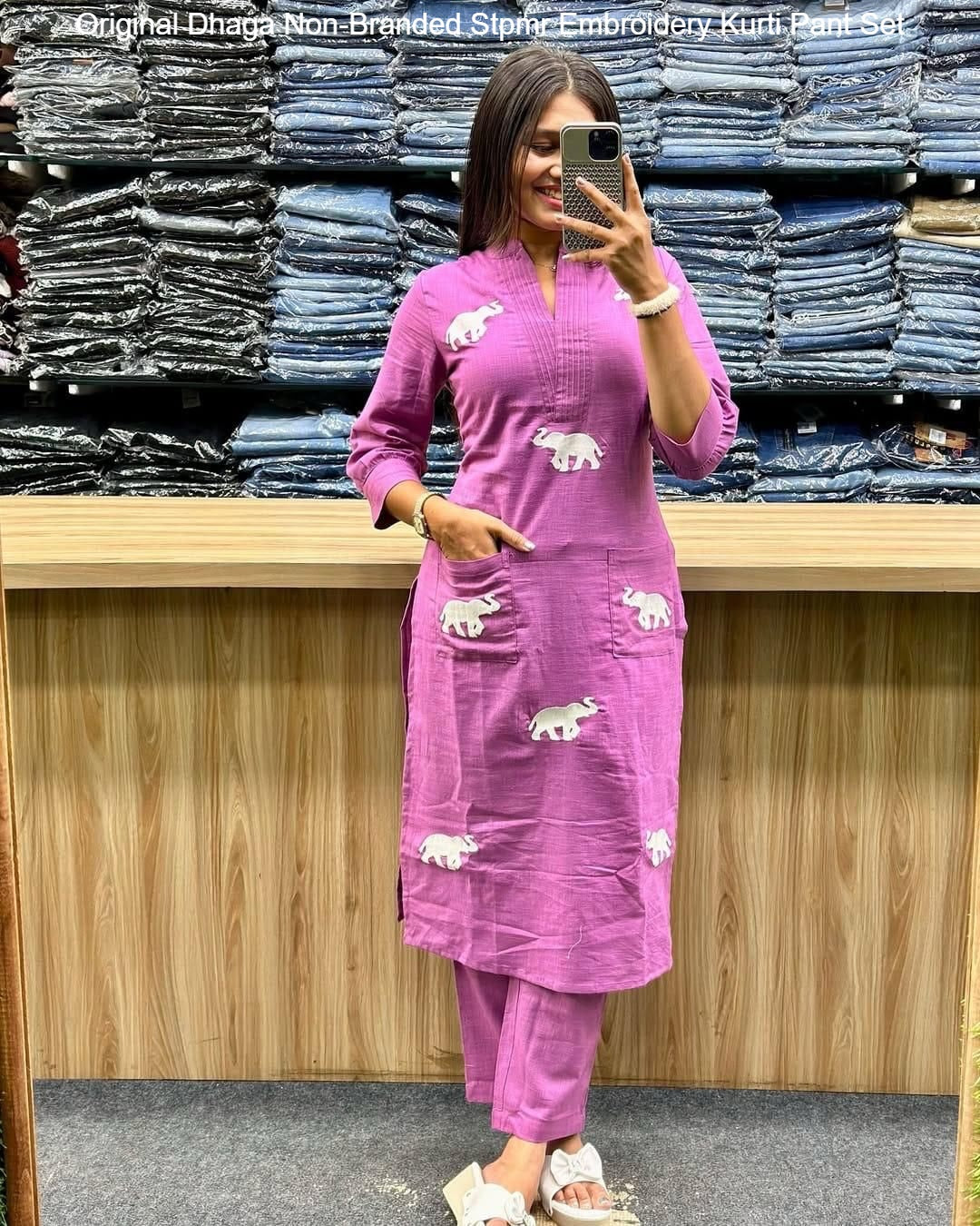 Original Dhaga Non-Branded Stpmr Embroidery Kurti Pant Set