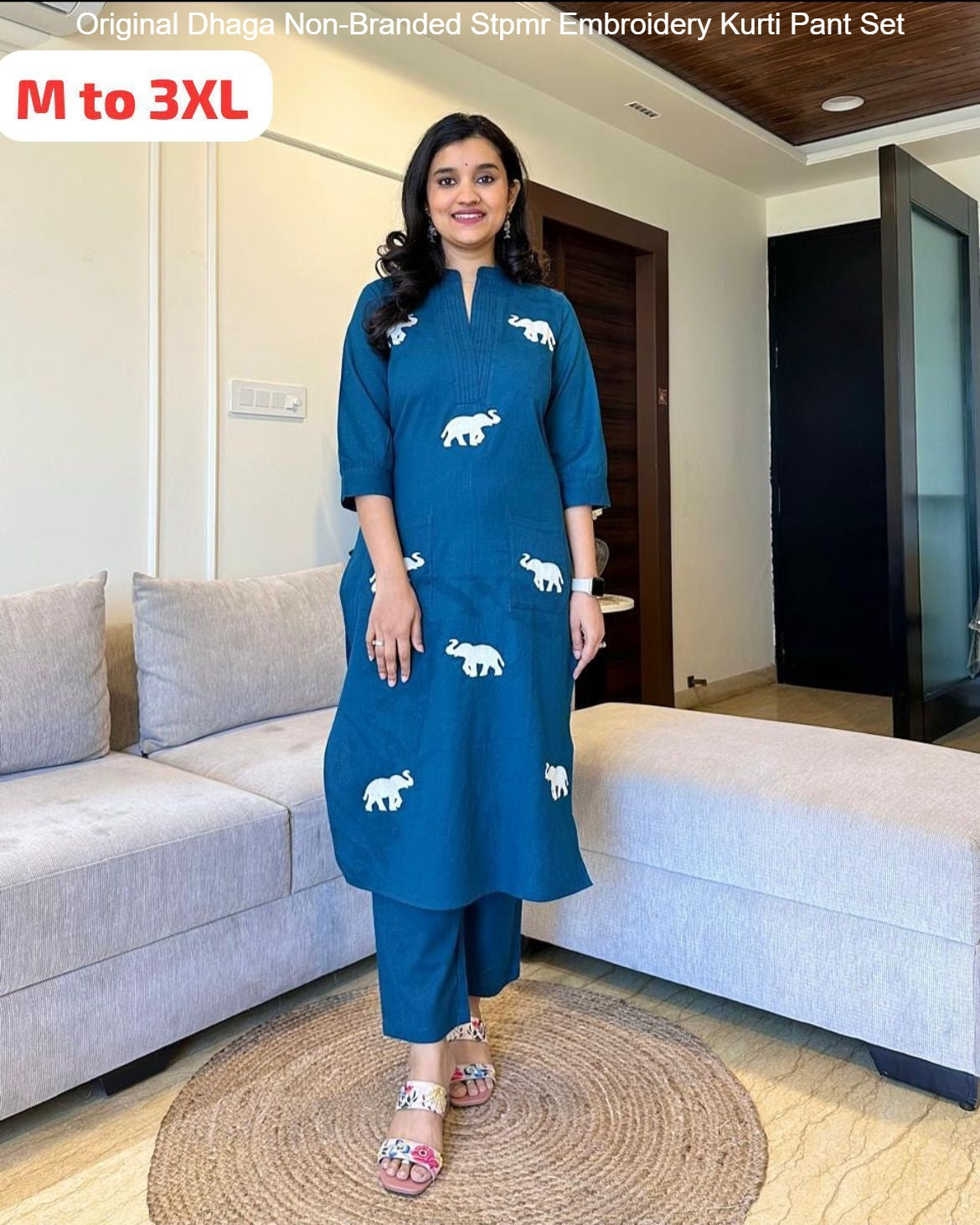 Original Dhaga Non-Branded Stpmr Embroidery Kurti Pant Set