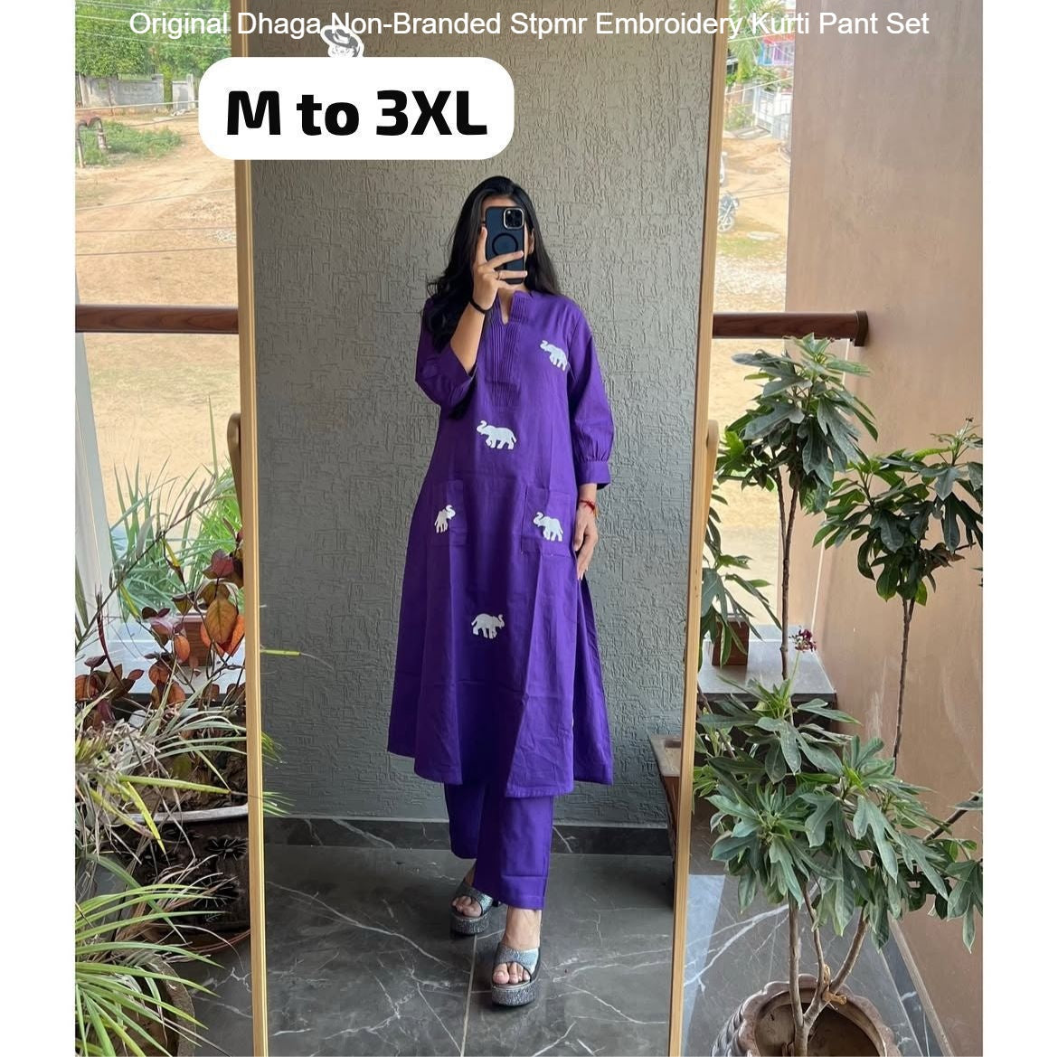 Original Dhaga Non-Branded Stpmr Embroidery Kurti Pant Set