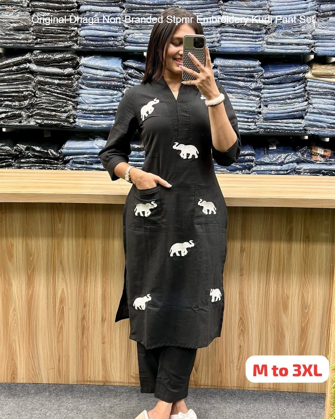 Original Dhaga Non-Branded Stpmr Embroidery Kurti Pant Set