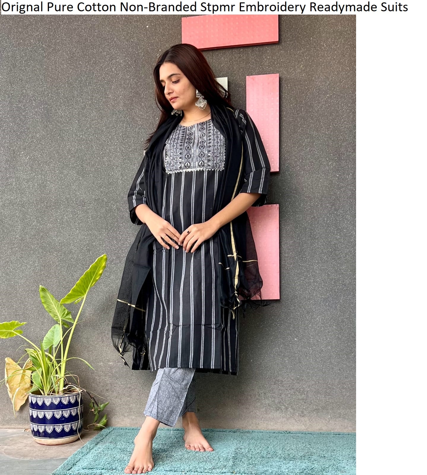 Orignal Pure Cotton Non-Branded Stpmr Embroidery Readymade Suits