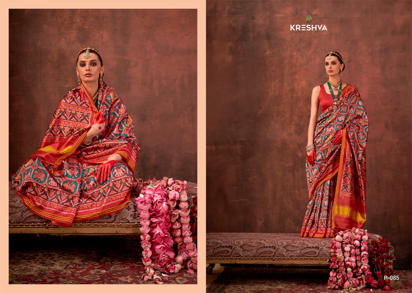 P-085 Patola Signature Kreshva Pv Silk Sarees