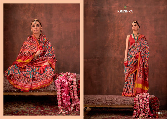 P-085 Patola Signature Kreshva Pv Silk Sarees