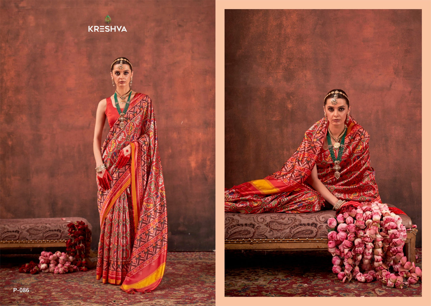 P-086 Patola Signature Kreshva Pv Silk Sarees