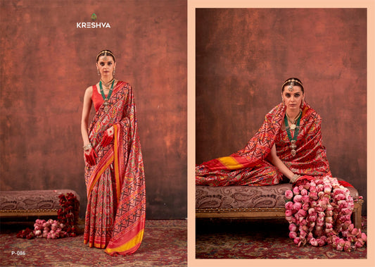 P-086 Patola Signature Kreshva Pv Silk Sarees