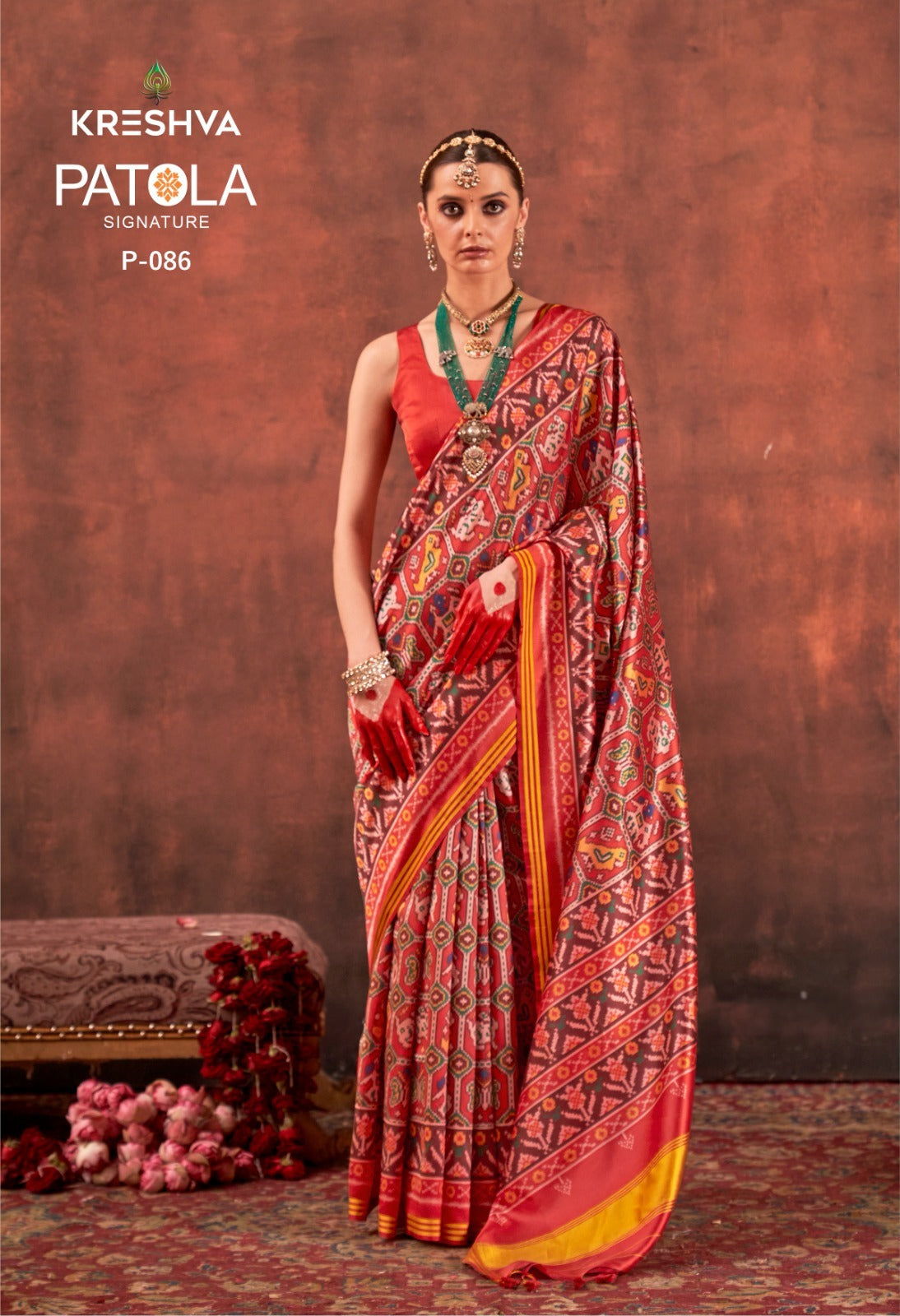 P-086 Patola Signature Kreshva Pv Silk Sarees