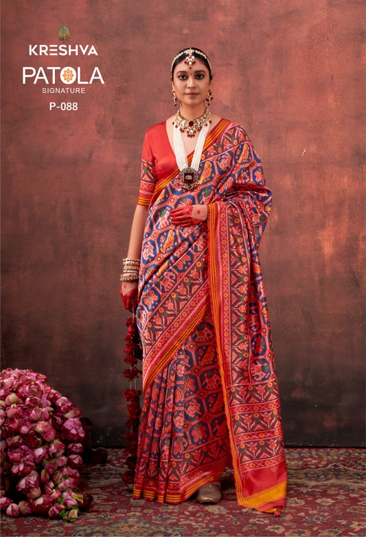P-088 Patola Signature Kreshva Pv Silk Sarees