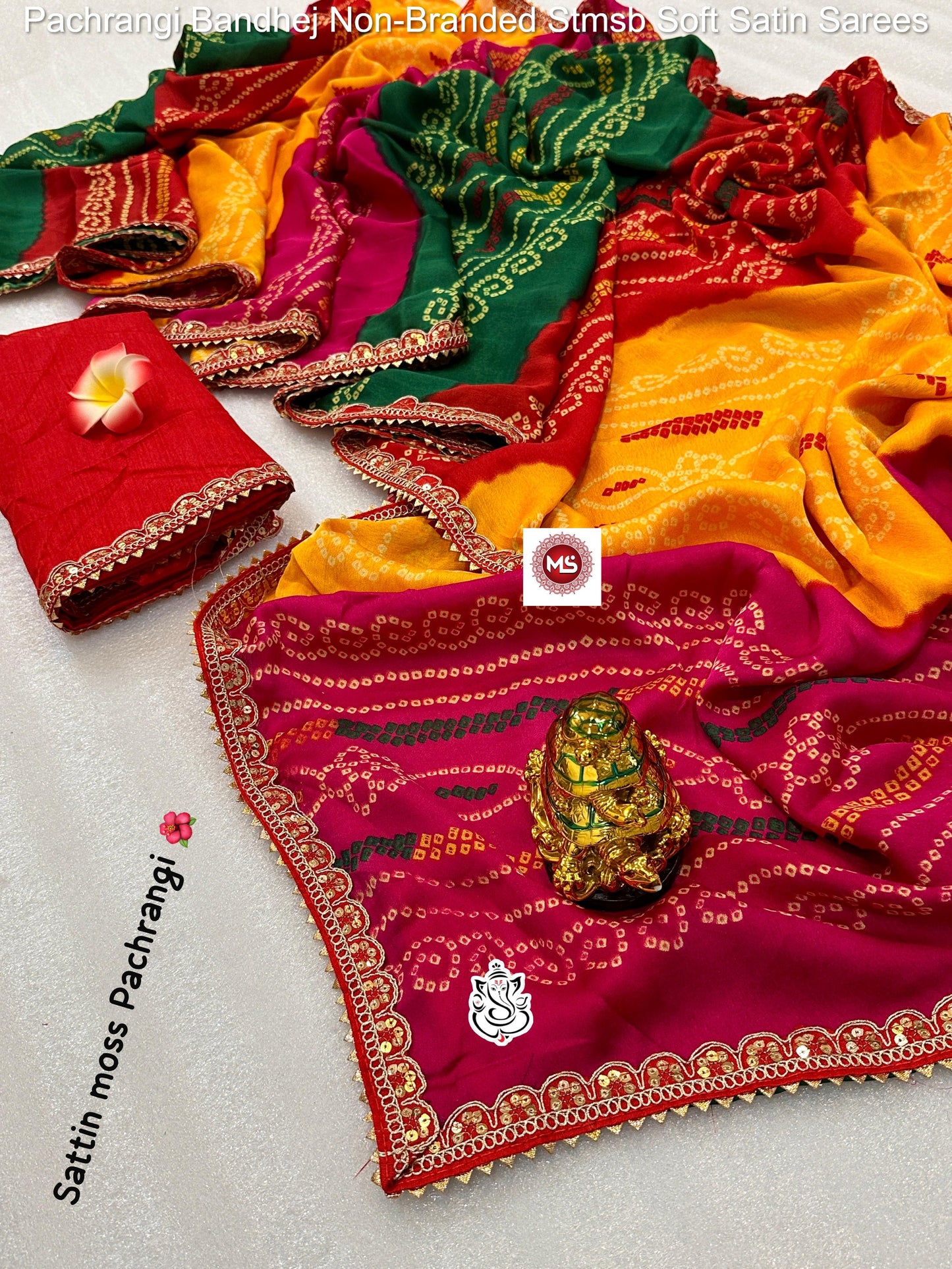 Pachrangi Bandhej Non-Branded Stmsb Soft Satin Sarees