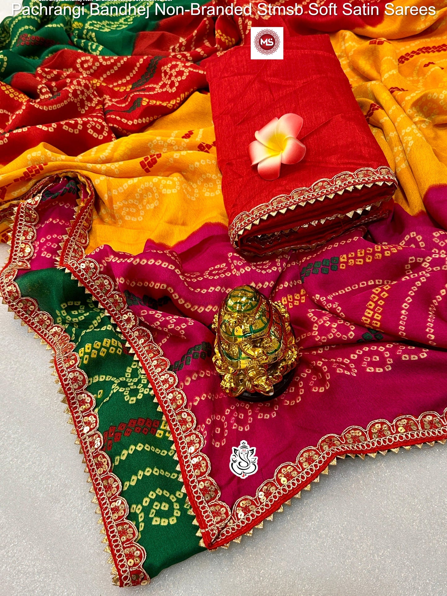 Pachrangi Bandhej Non-Branded Stmsb Soft Satin Sarees