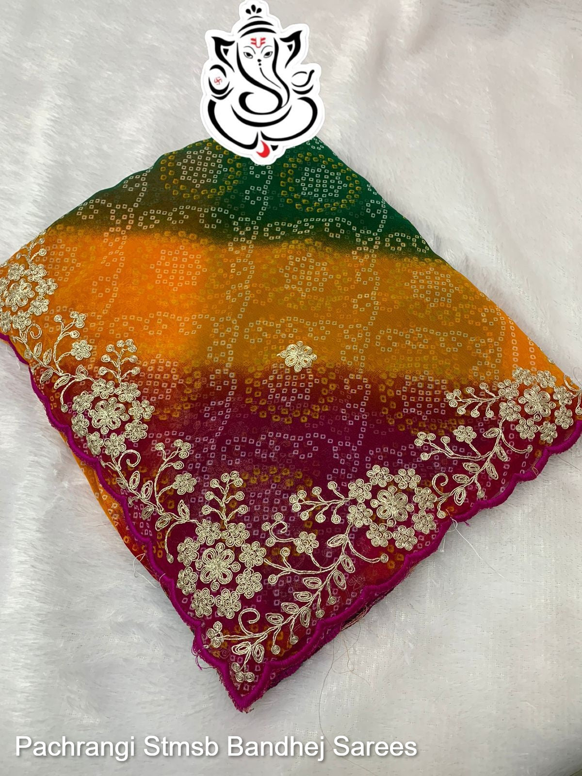 Pachrangi Stmsb Bandhej Sarees