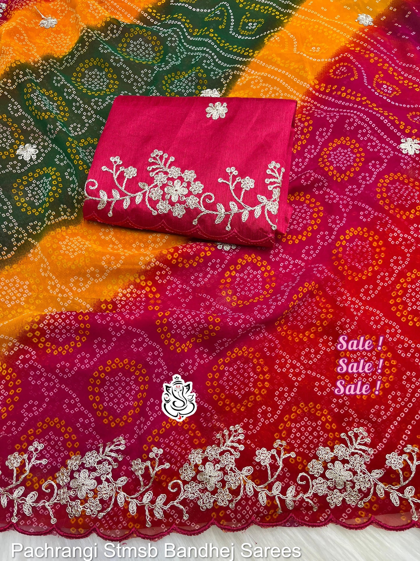 Pachrangi Stmsb Bandhej Sarees