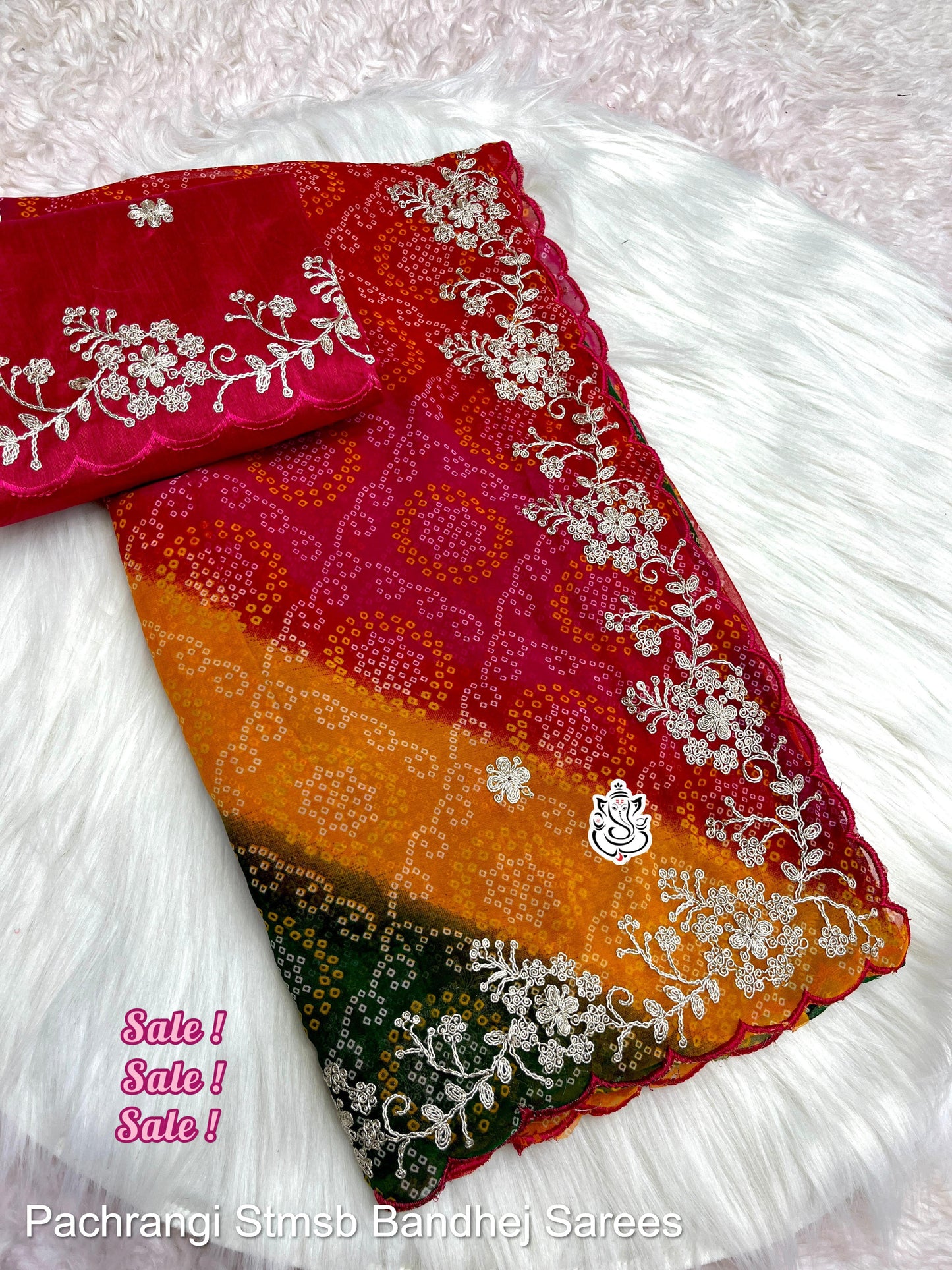 Pachrangi Stmsb Bandhej Sarees