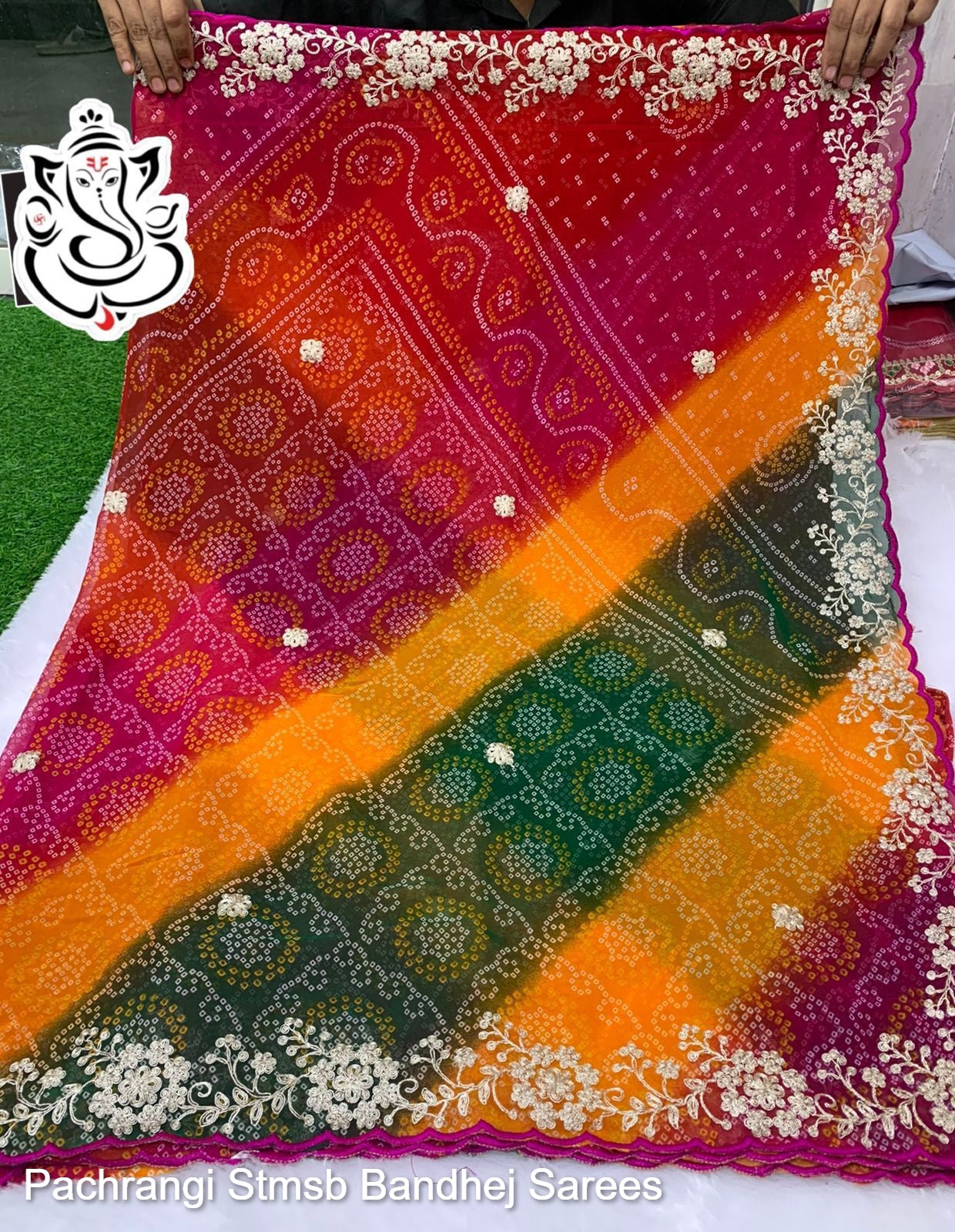 Pachrangi Stmsb Bandhej Sarees