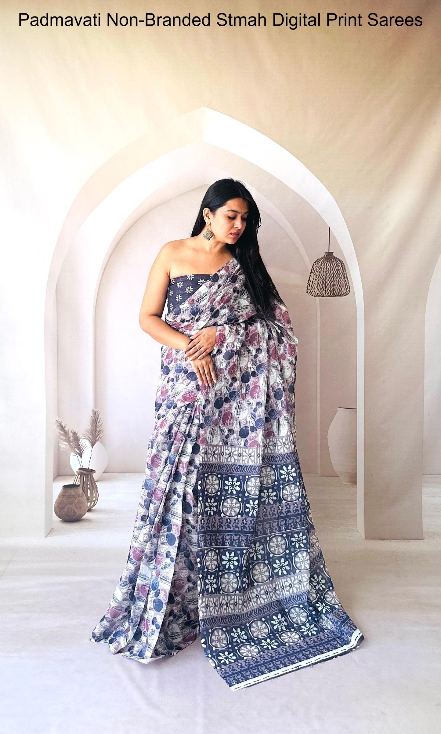 Padmavati Non-Branded Stmah Digital Print Sarees