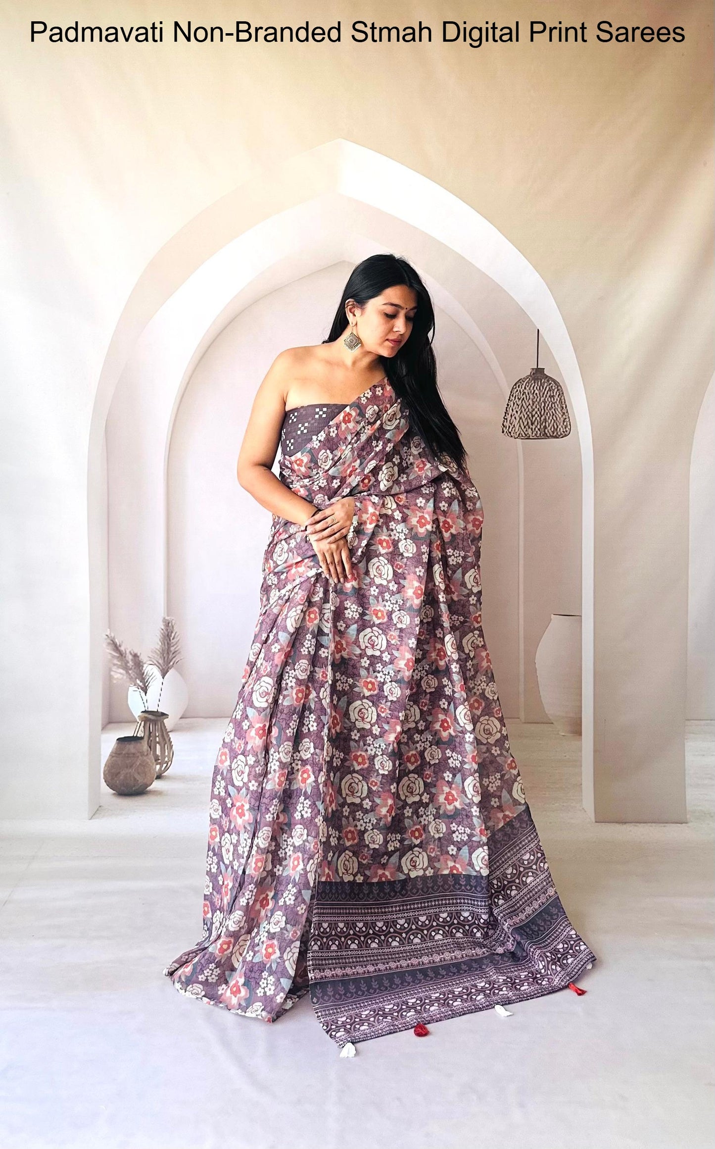 Padmavati Non-Branded Stmah Digital Print Sarees