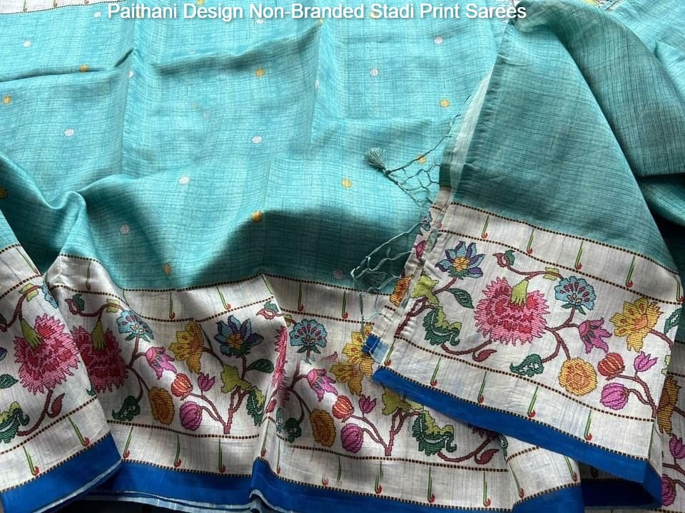 Paithani Design Non-Branded Stadi Print Sarees